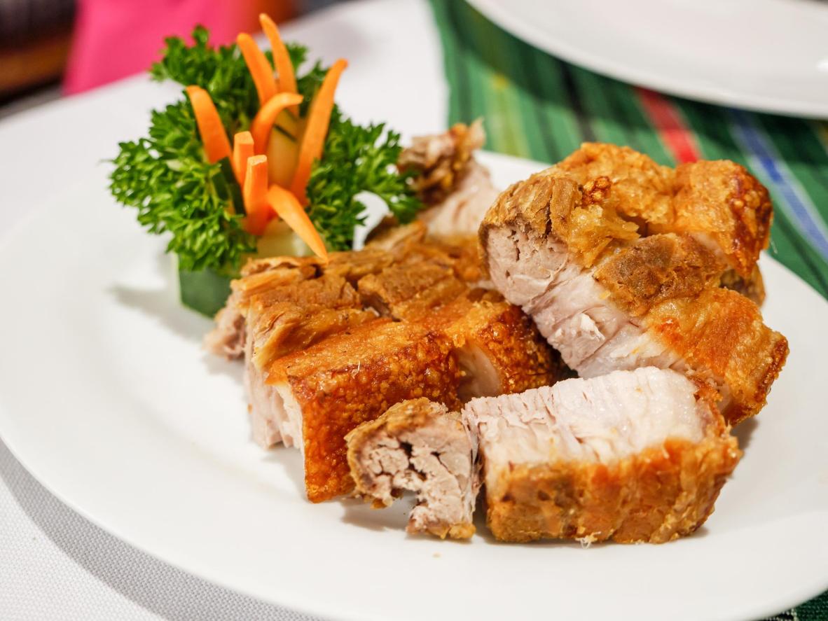 Lechon kawali is deep fried pork belly – indulgent and delicious