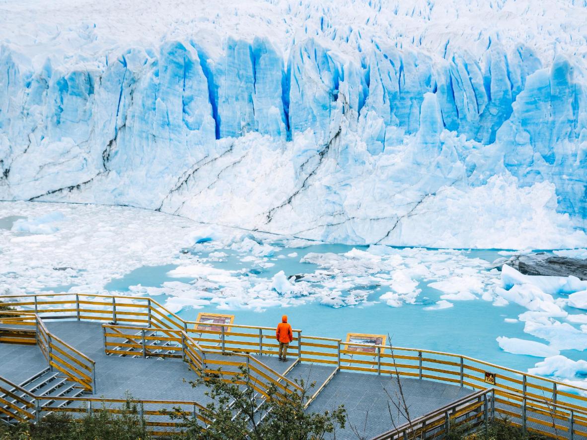 If you're lucky, you'll catch sight of ice chunks tumbling into the water below