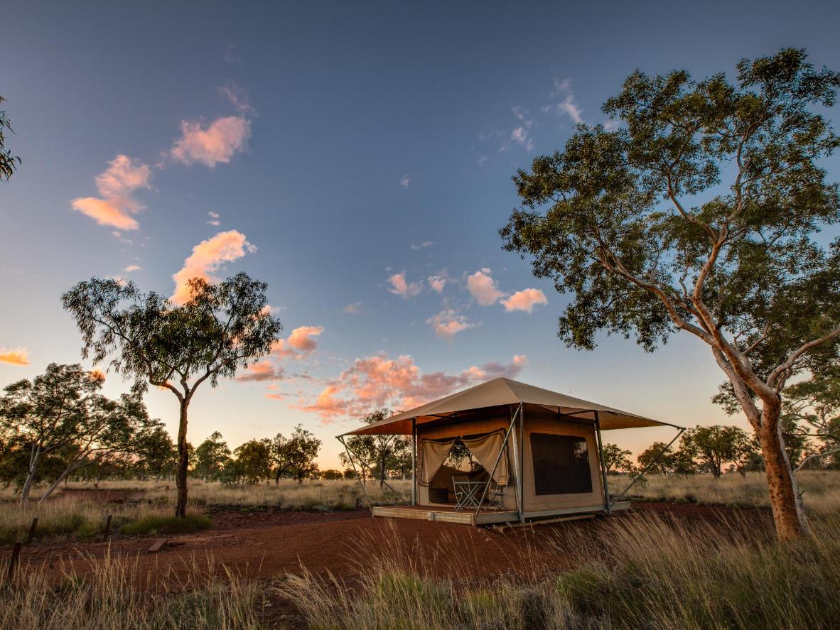 A glampsite in the Outback, Karijini National Park, Western Australia