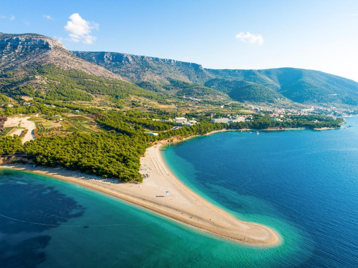 The triangular peninsula at Zlatni Rat Beach is nicknamed the “Golden Horn”