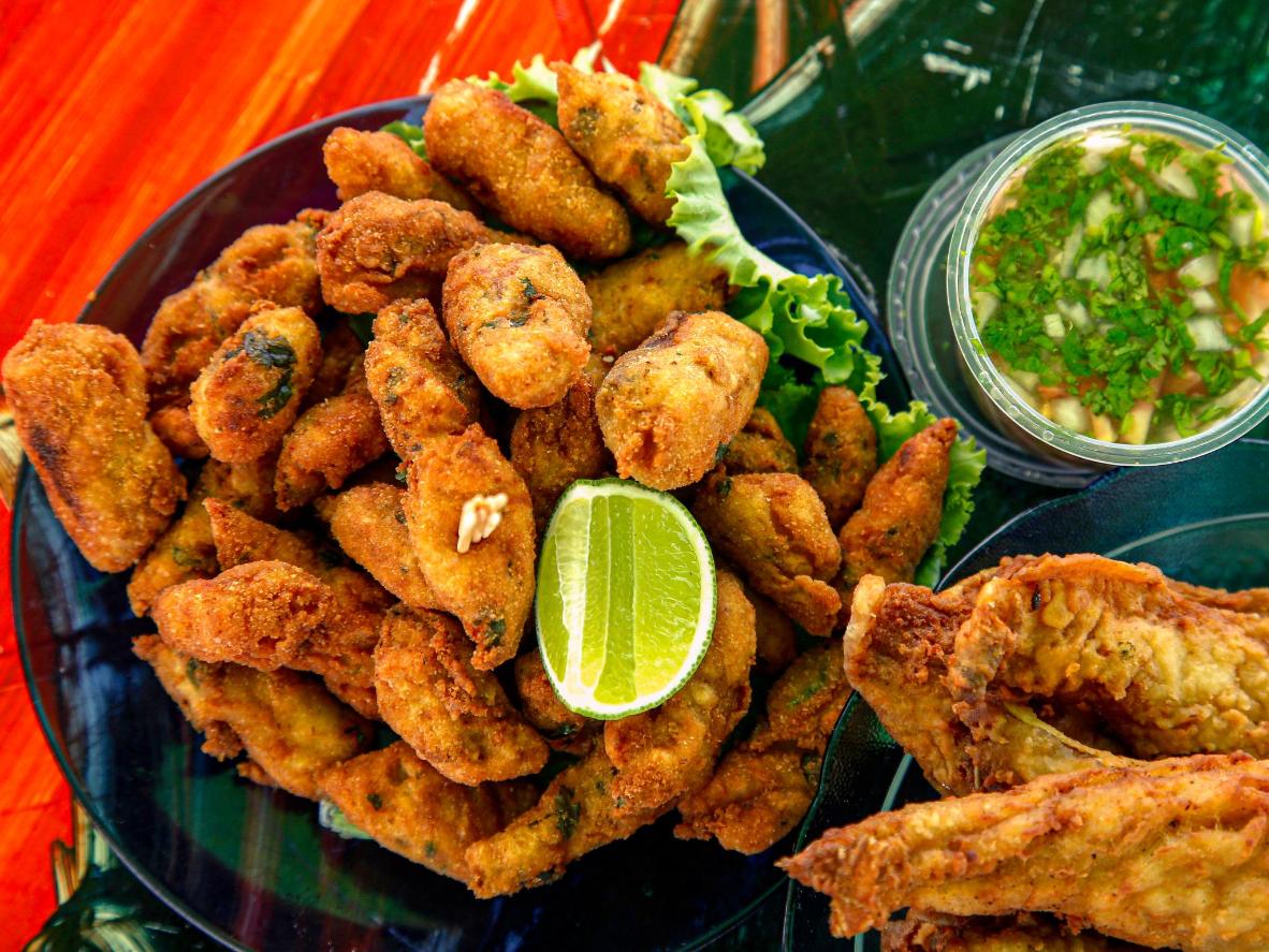 Freshly caught fish filleted and battered into crispy fish fingers at Cabana Ariramba