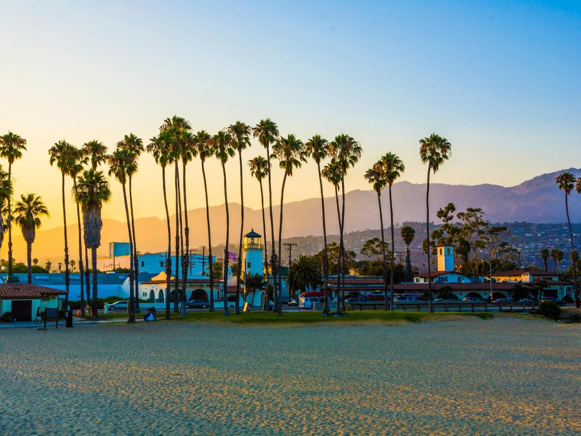 Sunset over Santa Barbara and the Santa Ynez Mountains