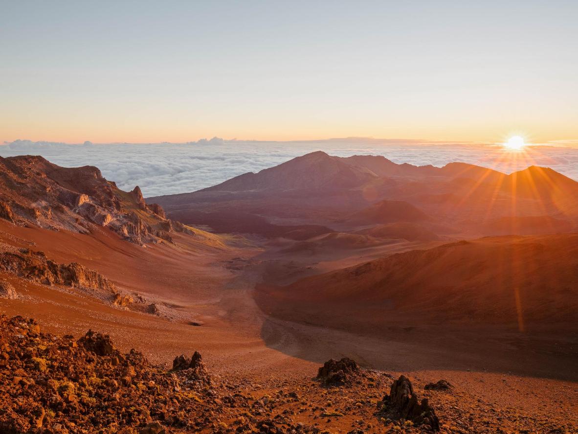 Self-reflect on the snowy volcano in Mount Shasta, California