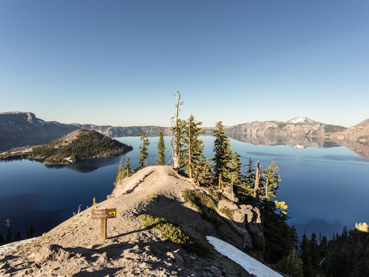 Bask in the blue waters at Crater Lake, Oregon