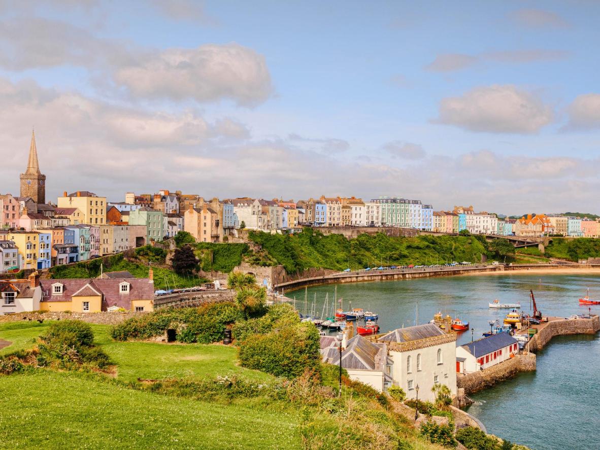 Tenby’s colourful coastline makes a stroll in the sun even more enjoyable