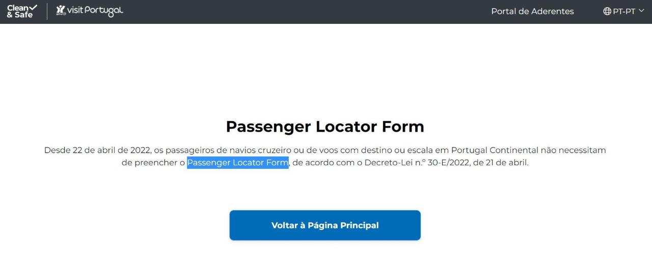 Passenger Locator Form Portugal community